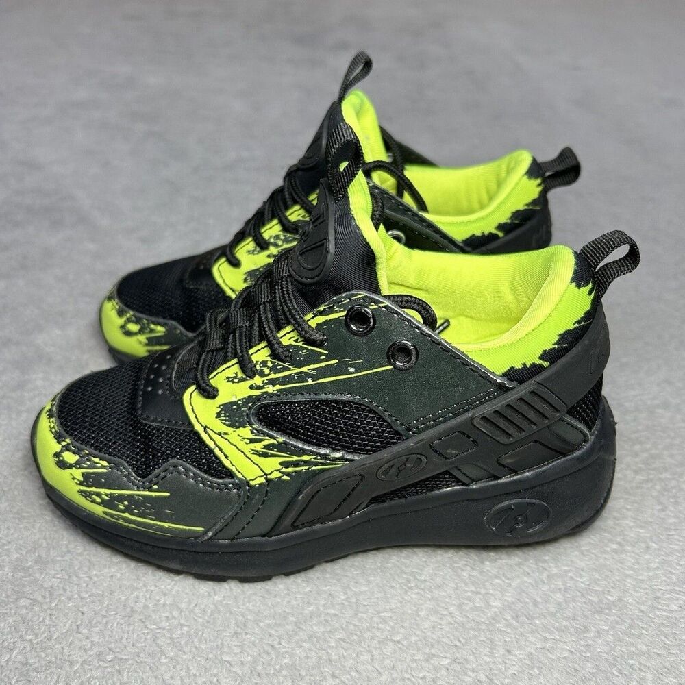 Heelys Force Wheeled Shoes Mens Youth 4 Black Neon Green Sneakers Needs Laces